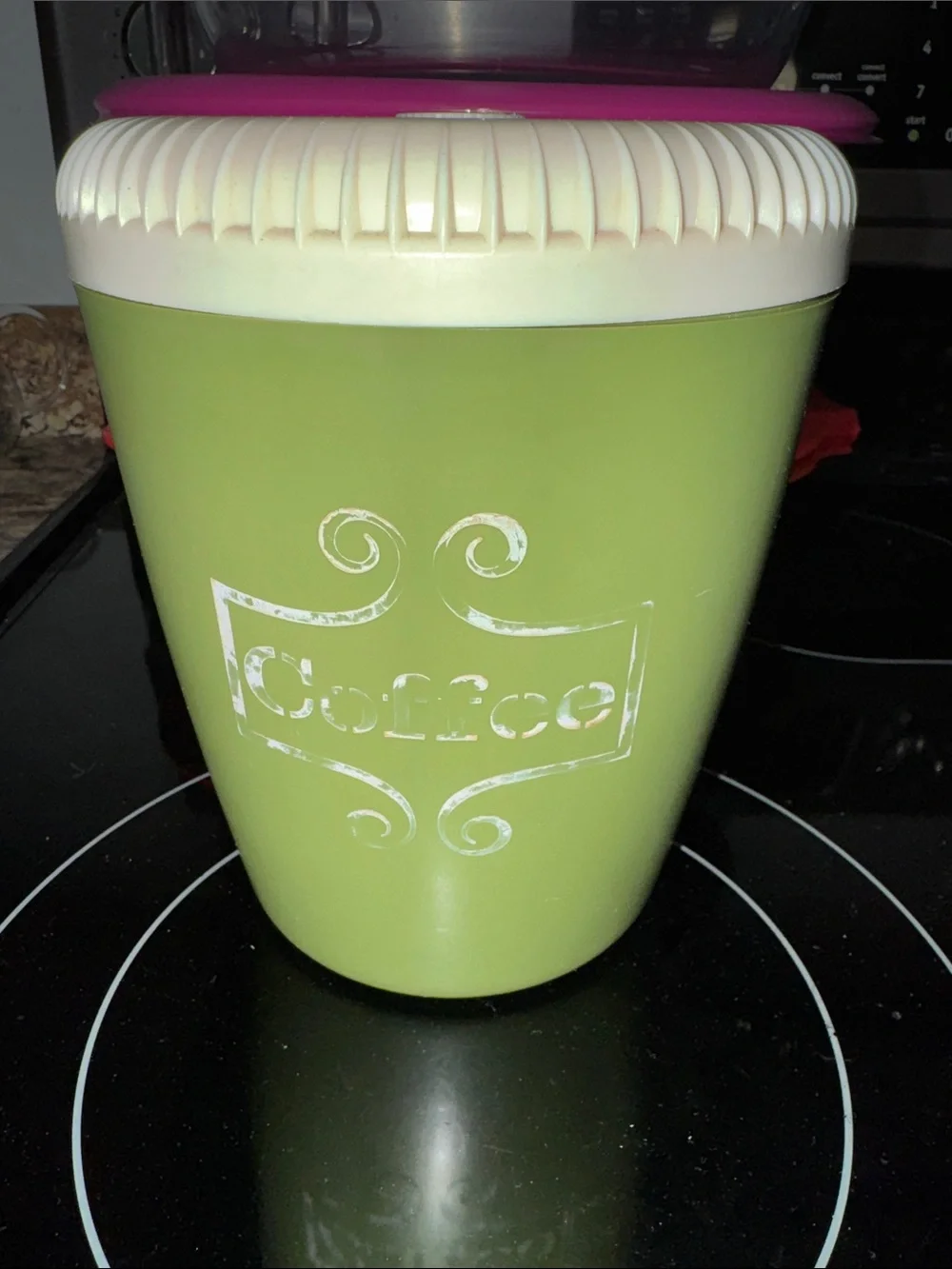 Vintage Green Coffee Canister with Cream Lid